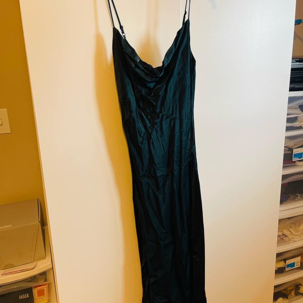Zara Dark Teal Satin Dress